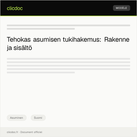 Document preview: Asumisen tukihakemus — Asuminen, Suomi