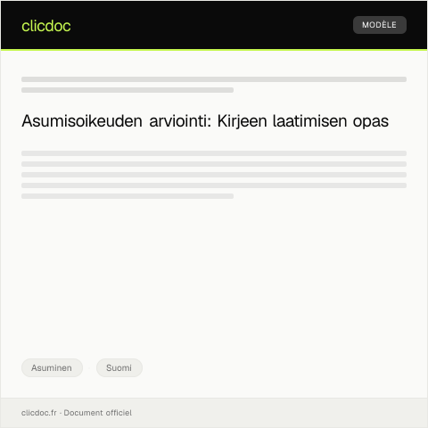 Document preview: Asumisoikeuden arviointi — Asuminen, Suomi