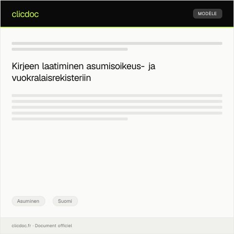 Document preview: Asumisoikeus- ja vuokralaisrekisteri — Asuminen, Suomi