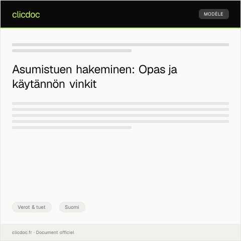 Document preview: Asumistuen hakeminen — Verot & tuet, Suomi