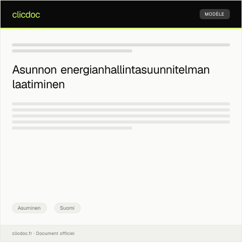 Document preview: Asunnon energianhallintasuunnitelma — Asuminen, Suomi