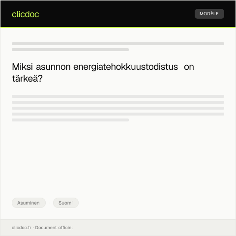 Document preview: Asunnon energiatehokkuustodistus — Asuminen, Suomi