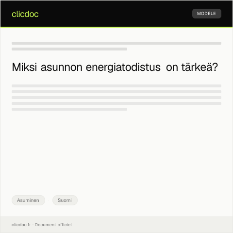 Document preview: Asunnon energiatodistus — Asuminen, Suomi