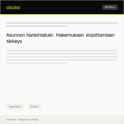 Document preview: Asunnon hankintatuki — Asuminen, Suomi