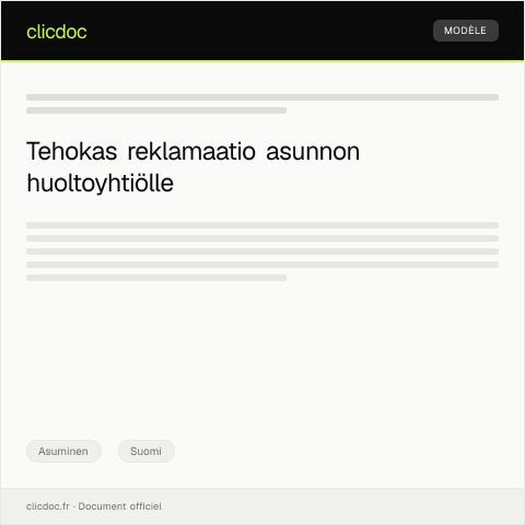 Document preview: Asunnon huoltoyhtiön reklamaatio — Asuminen, Suomi