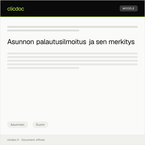 Document preview: Asunnon palautusilmoitus — Asuminen, Suomi