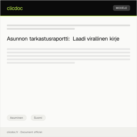 Document preview: Asunnon tarkastusraportti — Asuminen, Suomi
