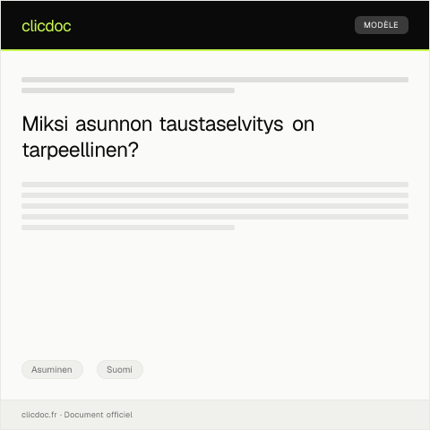 Document preview: Asunnon taustaselvitys — Asuminen, Suomi