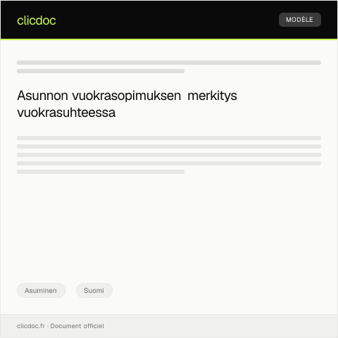 Document preview: Asunnon vuokrasopimus — Asuminen, Suomi