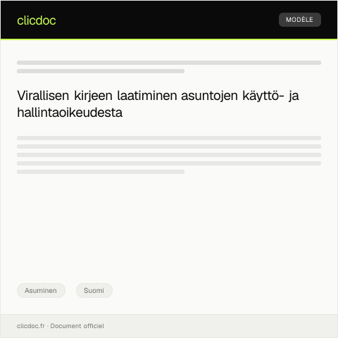 Document preview: Asuntojen käyttö- ja hallintaoikeus — Asuminen, Suomi