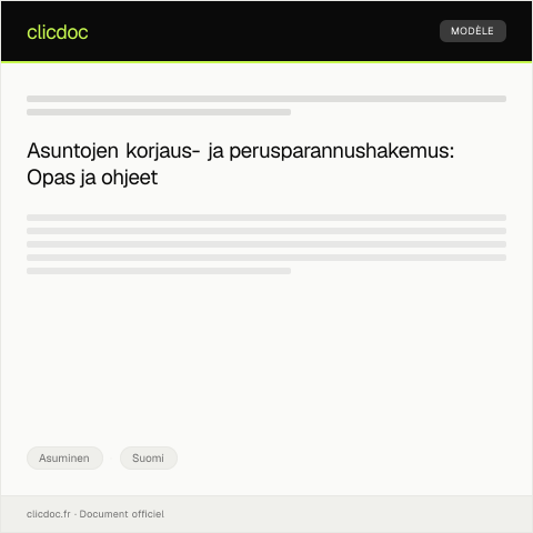 Document preview: Asuntojen korjaus- ja perusparannushakemus — Asuminen, Suomi