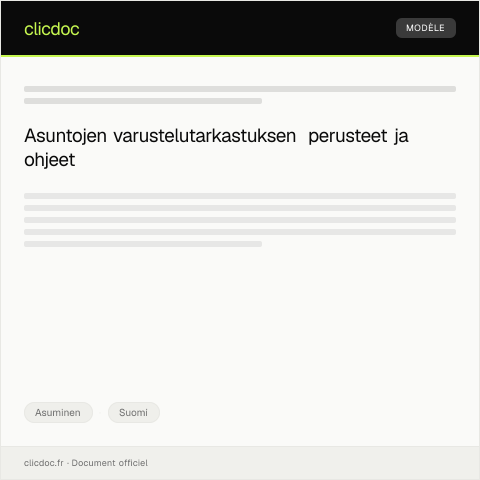 Document preview: Asuntojen varustelutarkastus — Asuminen, Suomi