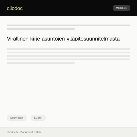 Document preview: Asuntojen ylläpitosuunnitelma — Asuminen, Suomi