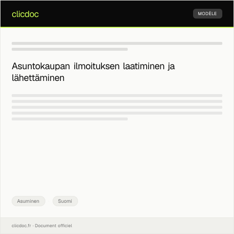 Document preview: Asuntokaupan ilmoitus — Asuminen, Suomi