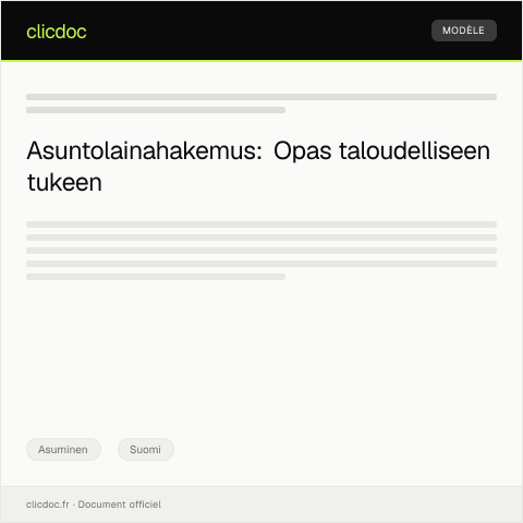 Document preview: Asuntolainahakemus — Asuminen, Suomi