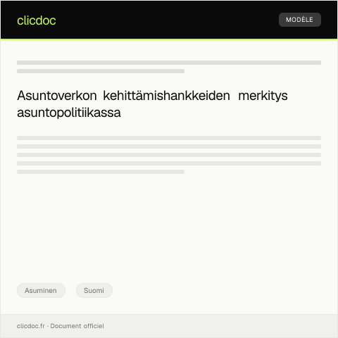 Document preview: Asuntoverkon kehittämishankkeet — Asuminen, Suomi