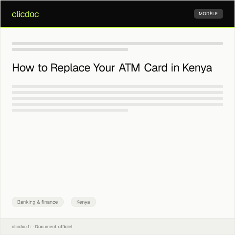Document preview: Request for ATM Card Replacement (Form BK-ATM020) — Banking & finance, Kenya