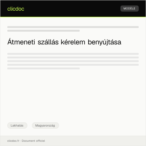 Document preview: Átmeneti szállás igénylése a helyi önkormányzatnál — Lakhatás, Magyarország