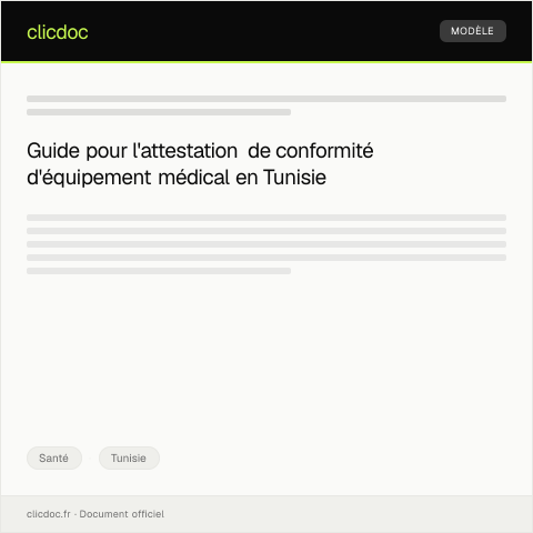 Aperçu du document Attestation de conformité pour équipement médical spécialisé — Santé, Tunisie