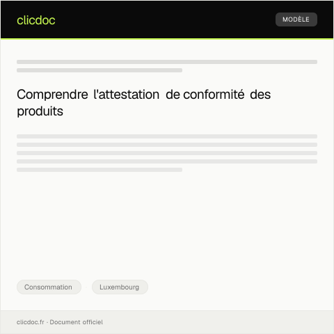 Aperçu du document Attestation de conformité d’un produit — Consommation, Luxembourg