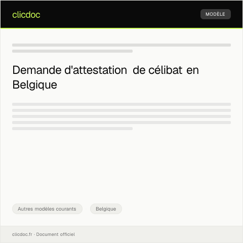 Aperçu du document Attestation de célibat pour démarches civiles — Autres modèles courants, Belgique