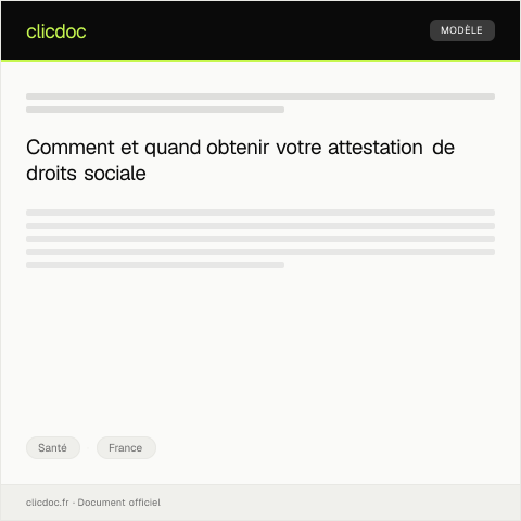Aperçu du document Attestation de droits pour organisme social — Santé, France