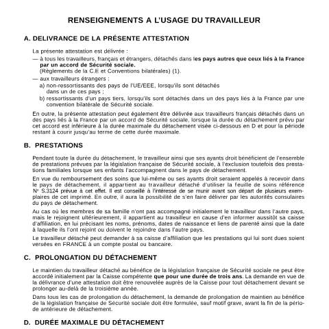 Aperçu du document Attestation de détachement à l'étranger — Particuliers, France (CERFA n°60-3549)