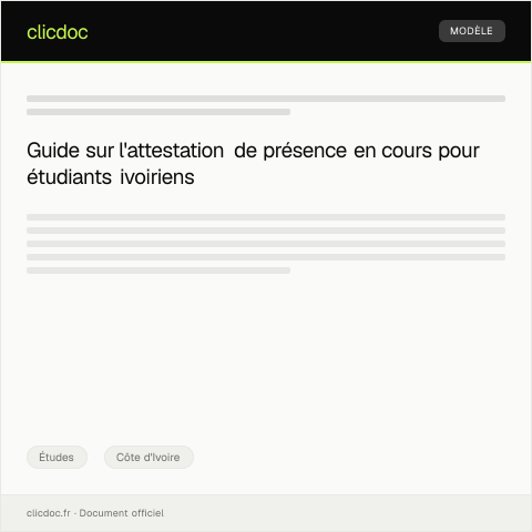 Aperçu du document Attestation de présence en cours pour étudiants — Études, Côte d'Ivoire