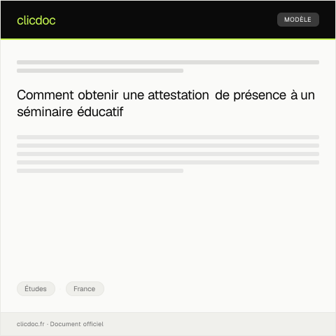 Aperçu du document Attestation de présence à un séminaire éducatif — Études, France