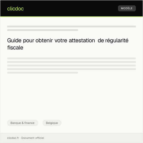Aperçu du document Attestation de régularité de situation financière — Banque & finance, Belgique