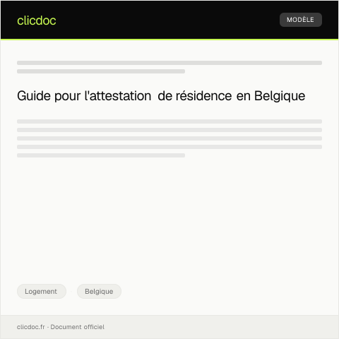 Aperçu du document Attestation de résidence pour la caisse d'allocations familiales — Logement, Belgique