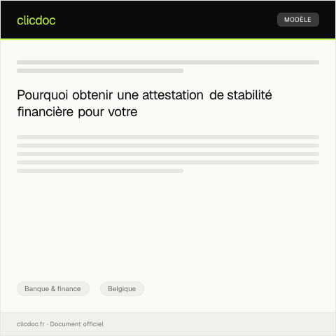 Aperçu du document Attestation de stabilité financière pour location — Banque & finance, Belgique