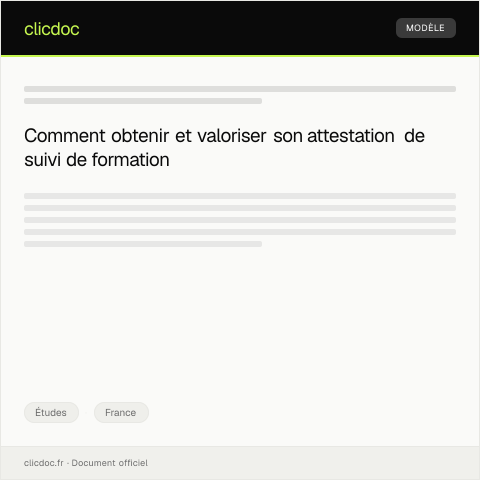Aperçu du document Attestation de suivi de formation — Études, France