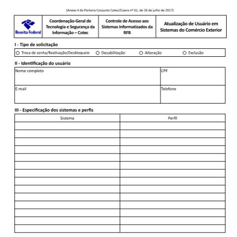 Pré-visualização do documento Atualização de Usuário (PDF) — Comércio Exterior, Brasil