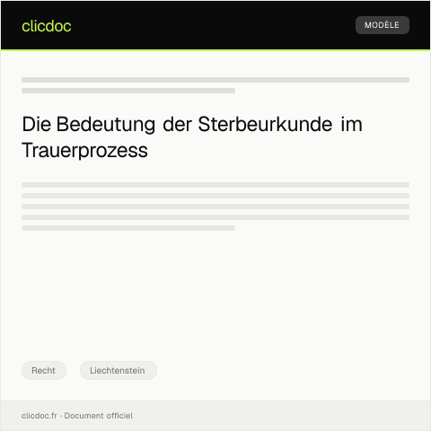 Dokumentvorschau: Ausstellung einer Sterbeurkunde — Recht, Liechtenstein