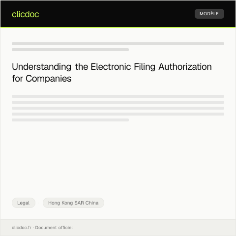 Document preview: Authorization for Electronic Filing (Companies Registry) 電子提交授權書（公司註冊處） — Legal, Hong Kong SAR China