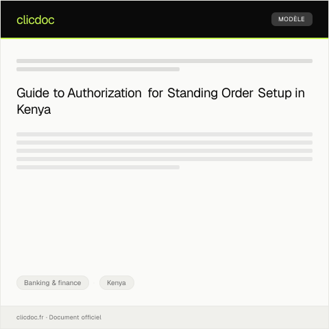 Document preview: Authorization for Standing Order Setup (Form BK-STD015) — Banking & finance, Kenya