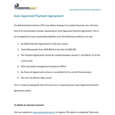 Document preview: Auto Approved Payment Agreement — Guide, Jamaica (CERFA n°Guide_Auto_Approved_Payment_Agreement_112025)