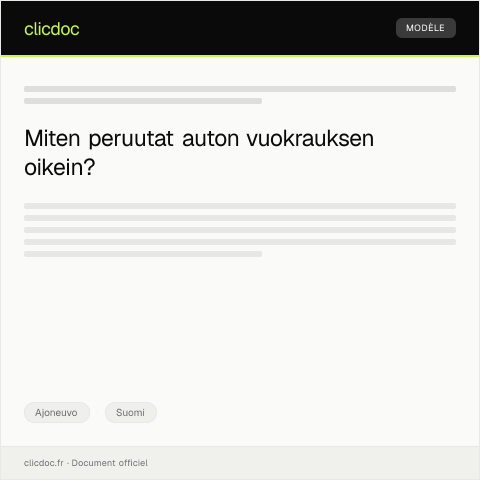 Document preview: Auton vuokrauksen peruuttaminen — Ajoneuvo, Suomi