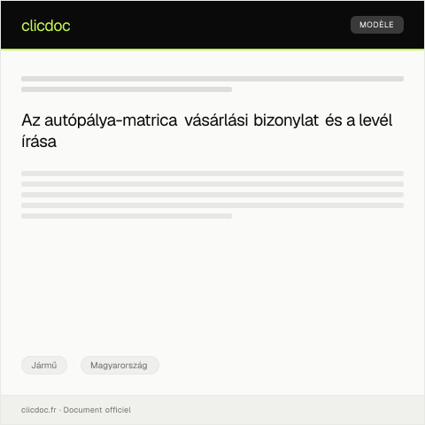 Document preview: Autópálya-matrica vásárlási bizonylat — Jármű, Magyarország