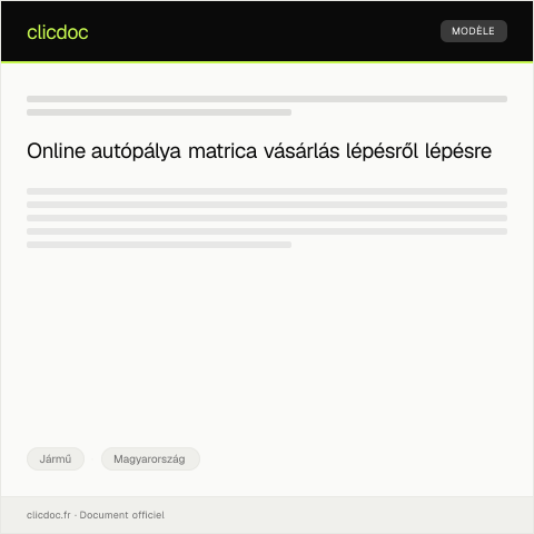 Document preview: Autópálya matrica vásárlás online — Jármű, Magyarország