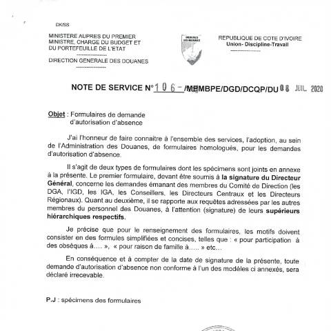 Aperçu du document Télécharger — Document douanier officiel, Côte d'Ivoire