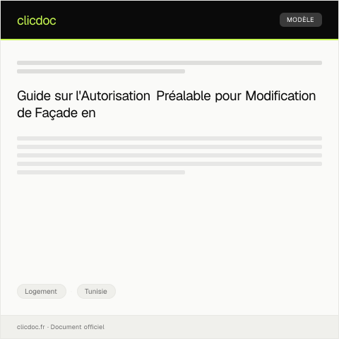 Aperçu du document Autorisation préalable pour modification de façade (APMFxxx) — Logement, Tunisie