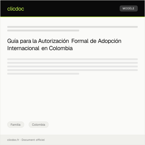 Vista previa del documento Autorización formal para adopción internacional desde Colombia — Familia, Colombia