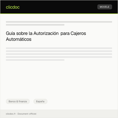 Vista previa del documento Autorización para extracción en cajeros automáticos — Banco & finanza, España