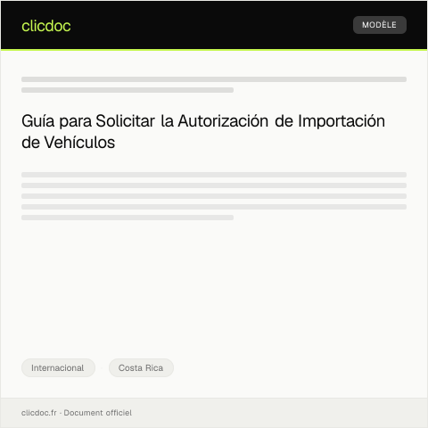 Vista previa del documento Autorización para Importación de Vehículos — Internacional, Costa Rica