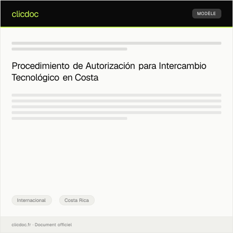 Vista previa del documento Autorización para la Participación en Programas de Intercambio Tecnológico — Internacional, Costa Rica
