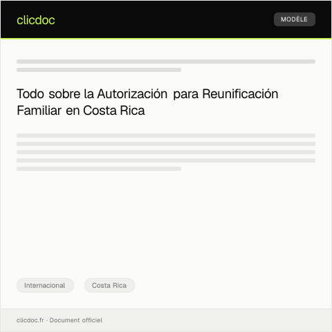 Vista previa del documento Autorización para Reunificación Familiar — Internacional, Costa Rica