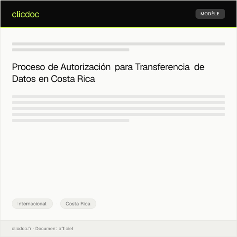 Vista previa del documento Autorización para la Transferencia de Datos en Trámites Internacionales — Internacional, Costa Rica