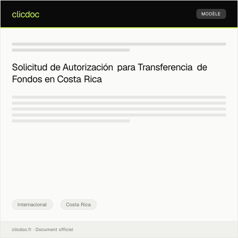 Vista previa del documento Autorización para la Transferencia de Fondos Internacionales — Internacional, Costa Rica